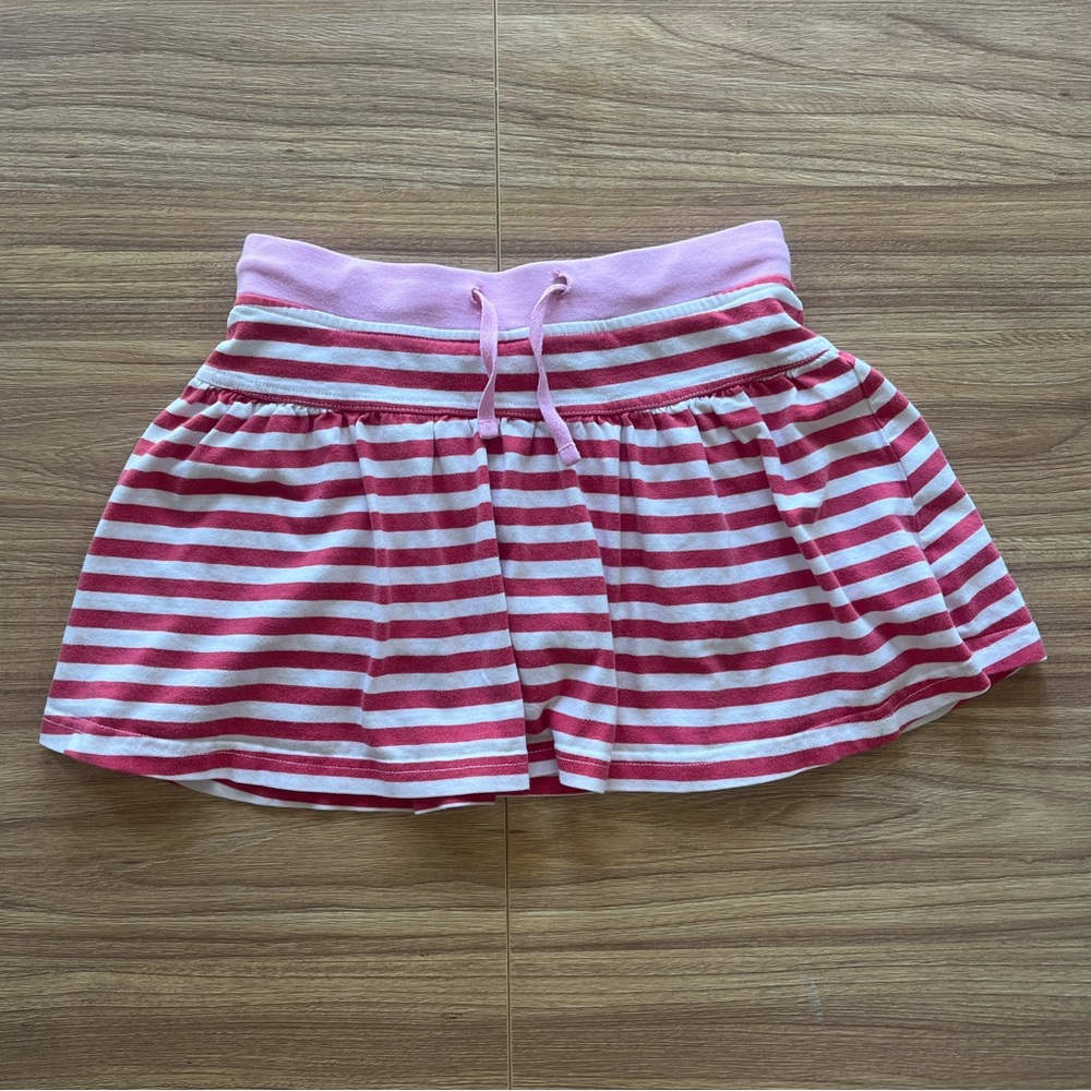 Mini Boden Pink, Red, & White Striped Cotton Skort